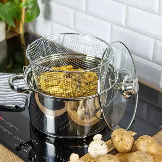 Garnek ze stali nierdzewnej z koszem do smażenia 5,5L M3-L33