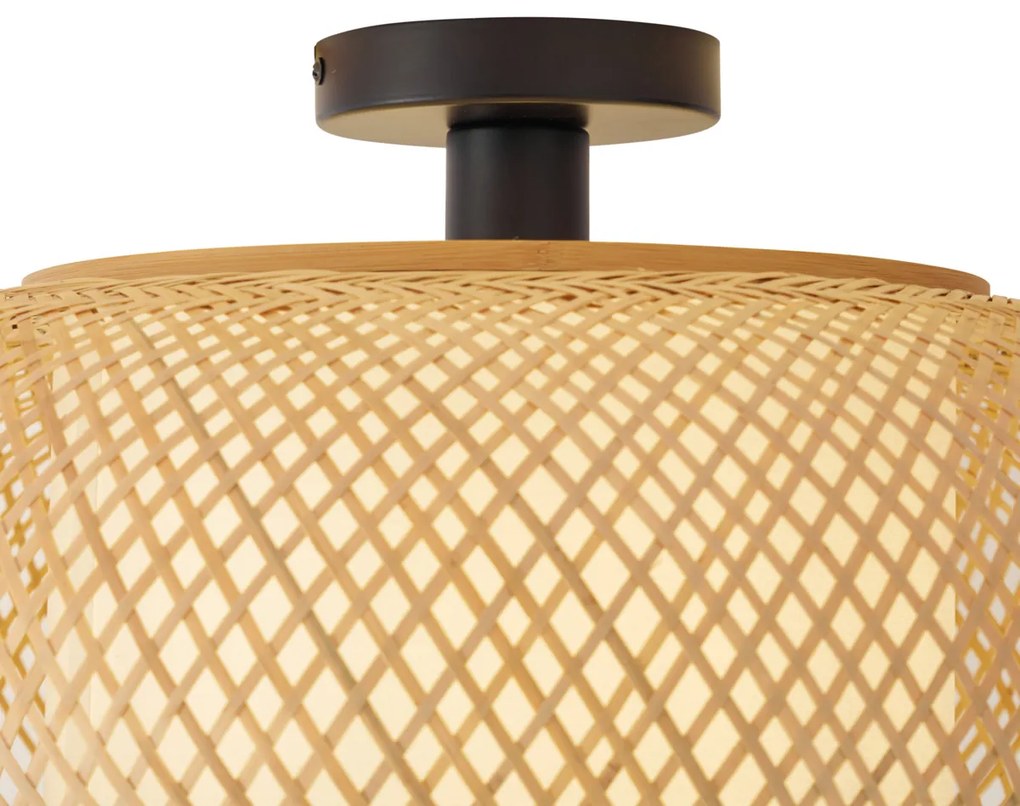 Lampa sufitowa Japandi z bambusa z białym wnętrzem - Liva