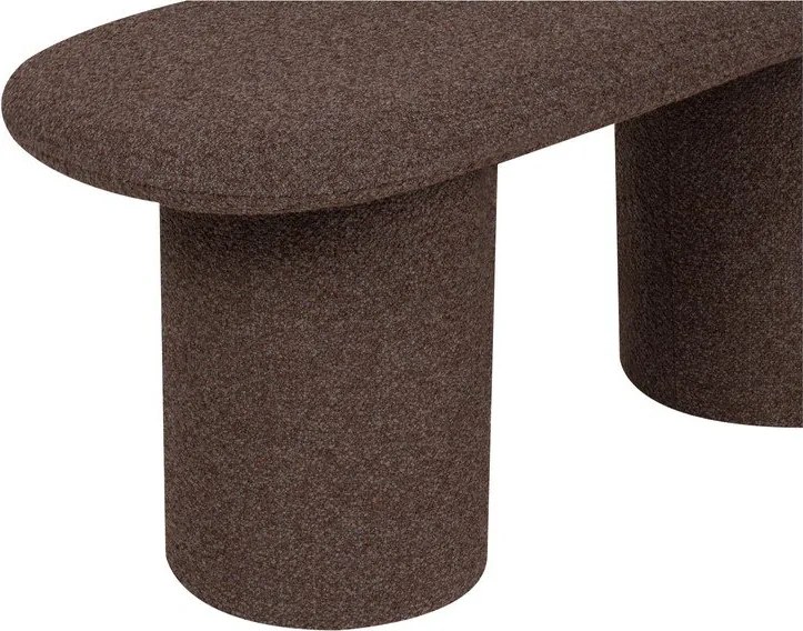 Brązowa tapicerowana ławka z materiału bouclé Rull – noo.ma