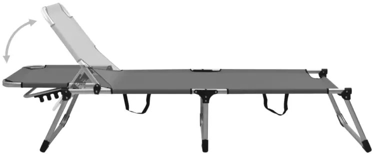 Leżak aluminiowy do ogrodu z oparciem szary H8-E40