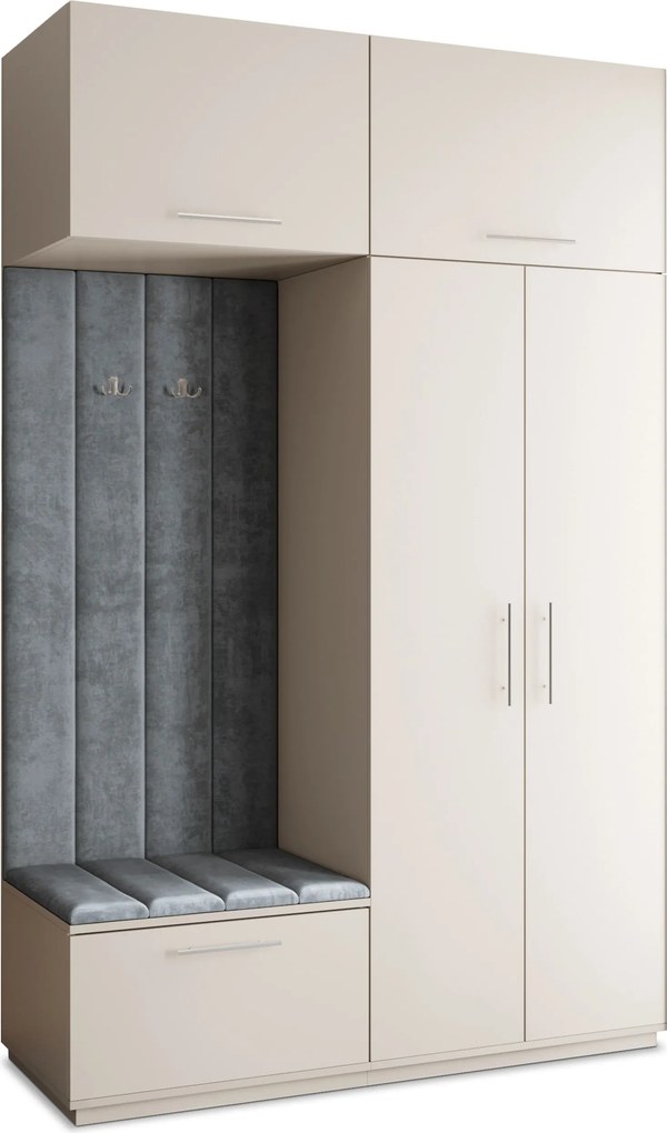 Masseno Garderoba REMA 150/240/60 cm Nowoczesna Szafa do Przedpokoju Kaszmir, MONOLITH 85 (Szary)