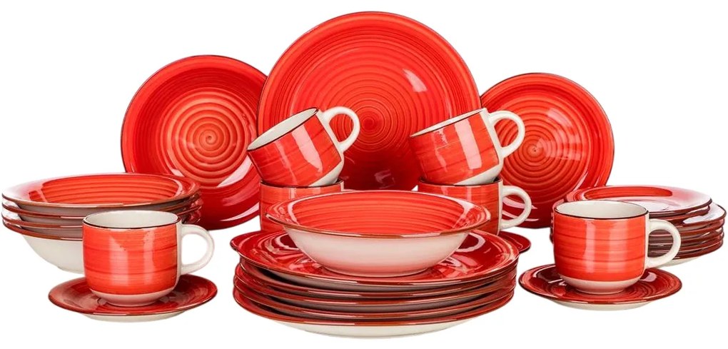 Banquet 30-częściowy zestaw jadalny Spiral  Red