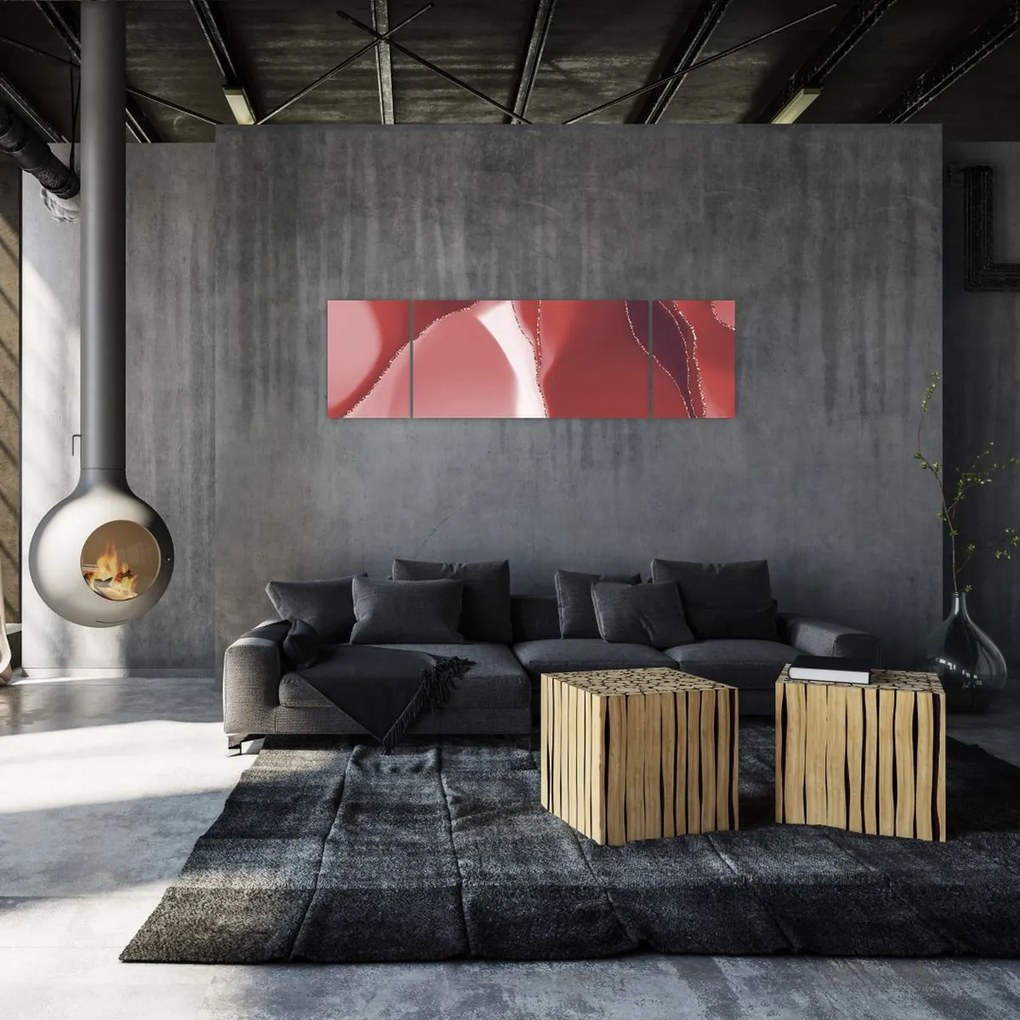 Obraz - Czerwony abstrakcyjny kwiat N⁰3 (170x50 cm)