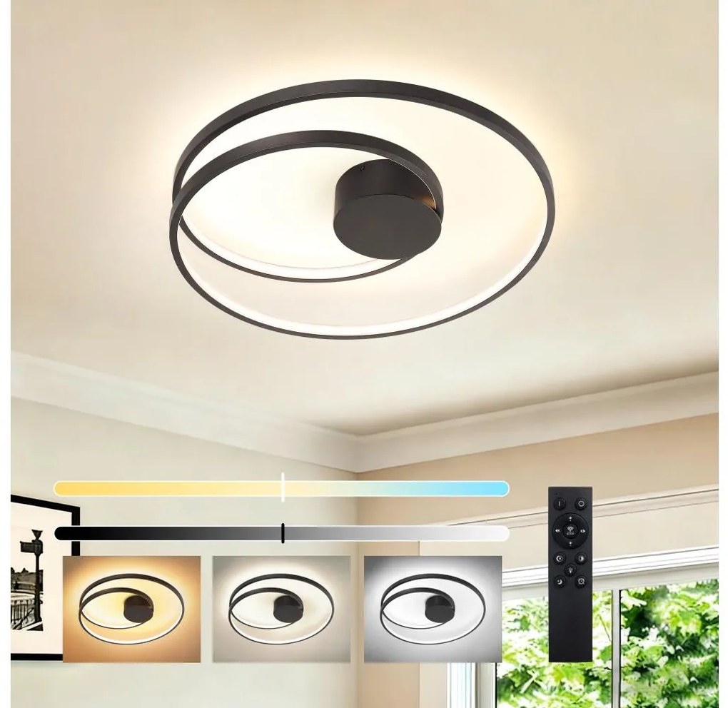 Brilagi - ściemnialna lampa sufitowa TWISTER LED/48W/230V, średnica 50 cm, czarna + pilot