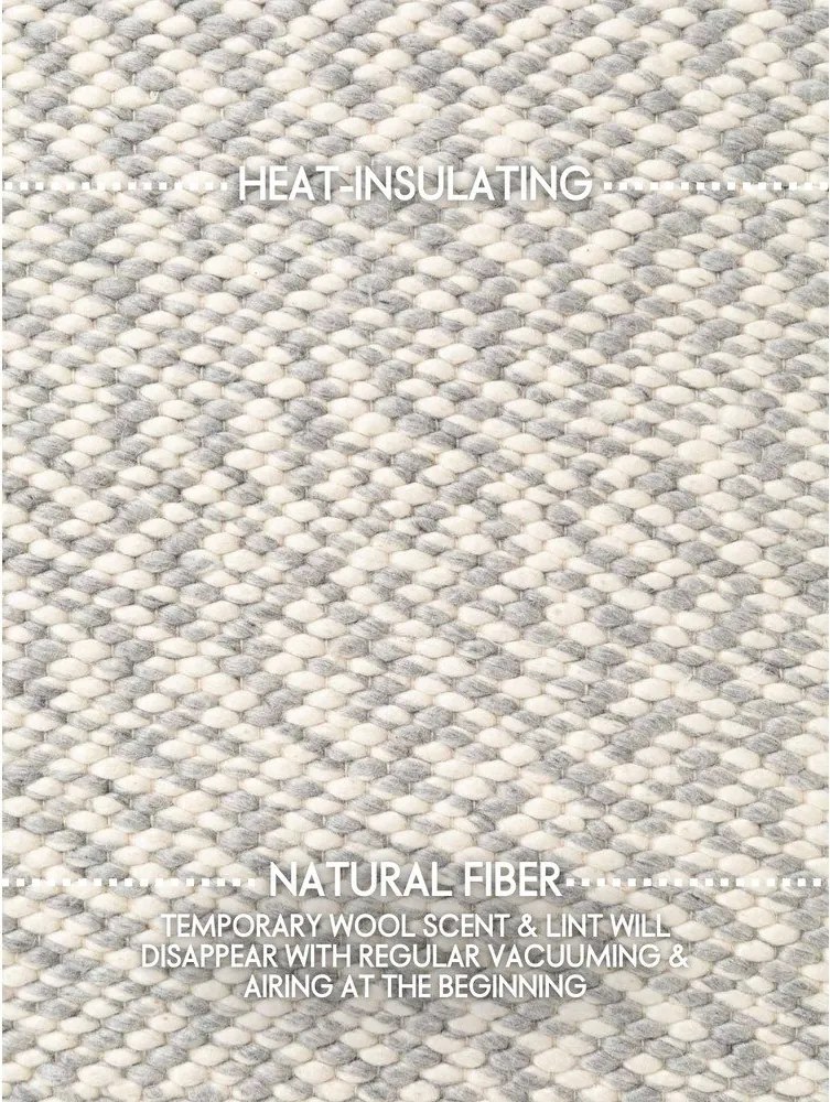 Jasnoszaro-kremowy wełniany okrągły dywan tkany ręcznie ø 160 cm Lyon Beans – Elle Decoration