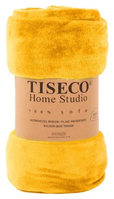Żółta narzuta z mikropluszu na łóżko jednoosobowe 150x200 cm Cosy – Tiseco Home Studio