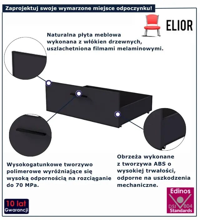 Modułowa szuflada pod łóżko antracyt F1-A51