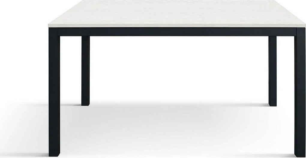 Stół drewniany, biały jesion, antracytowa podstawa, wym.160x90-210x90cm - TROPEA