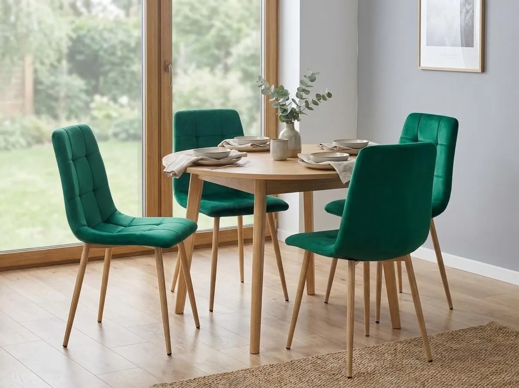 Zielone aksamitowe krzesło KARA