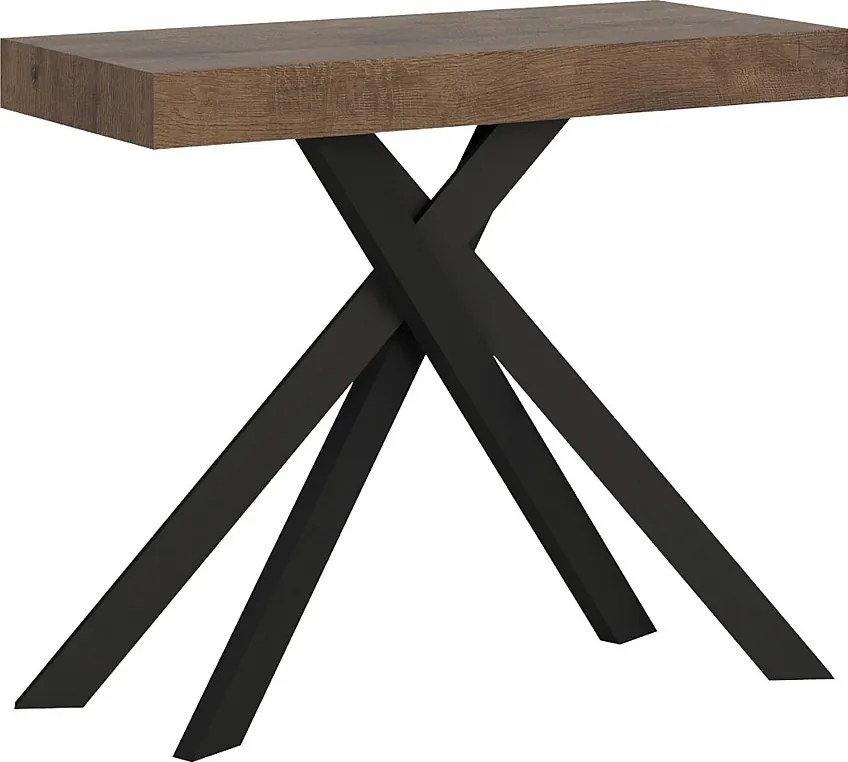 Konsola rozkładana 90x40/196 cm Krack Small orzech nogi w kolorze antracytu
