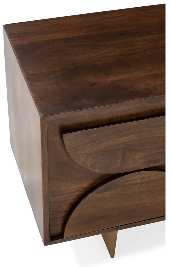 Brązowa szafka pod TV z litego drewna mango 145x55x40 cm Trisha – MOME