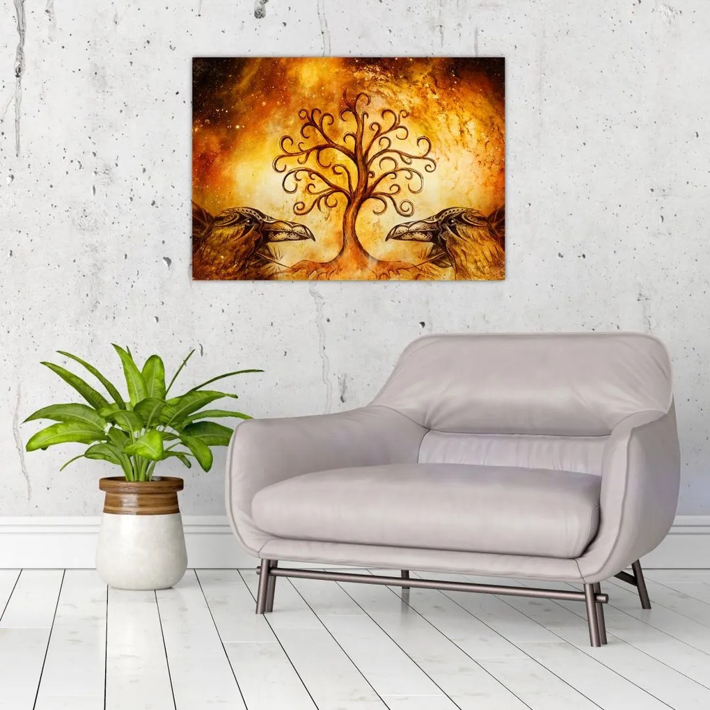 Naturalny abstrakcyjny obraz drzewa (70x50 cm)