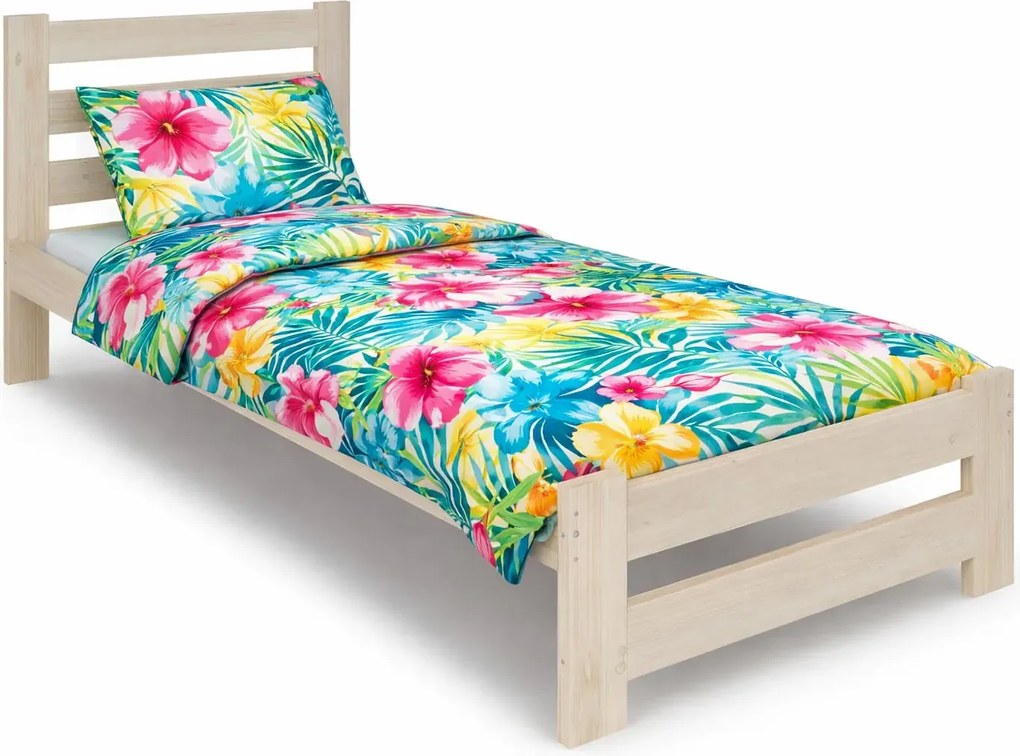 Drewniane jednoosobowe łóżko skandynawskie 80x200 P5-T95