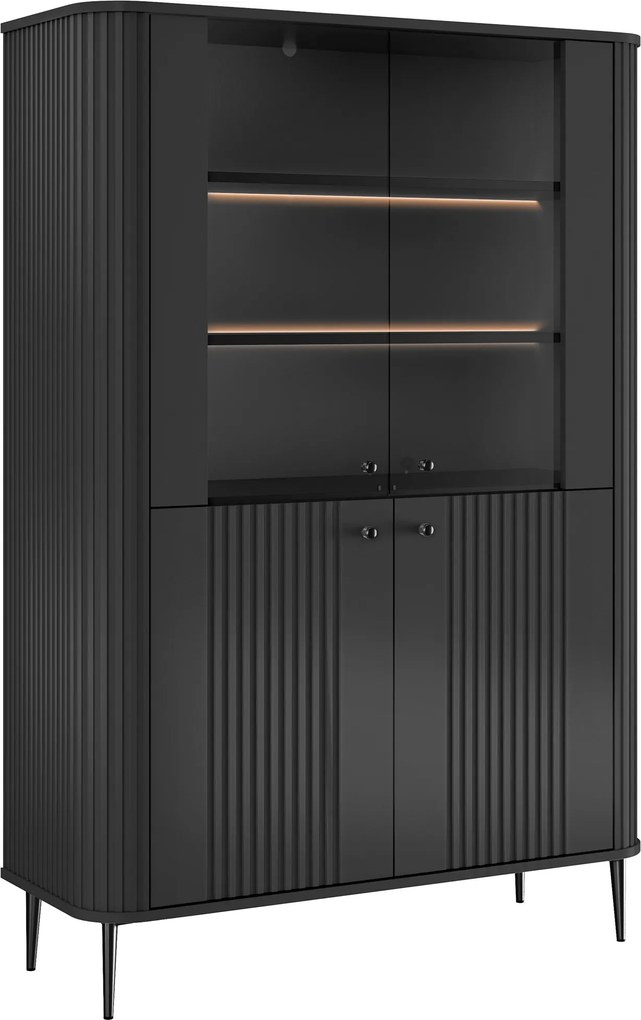 Witryna Vesper 103 cm czterodrzwiowa - czarny / czarne nogi