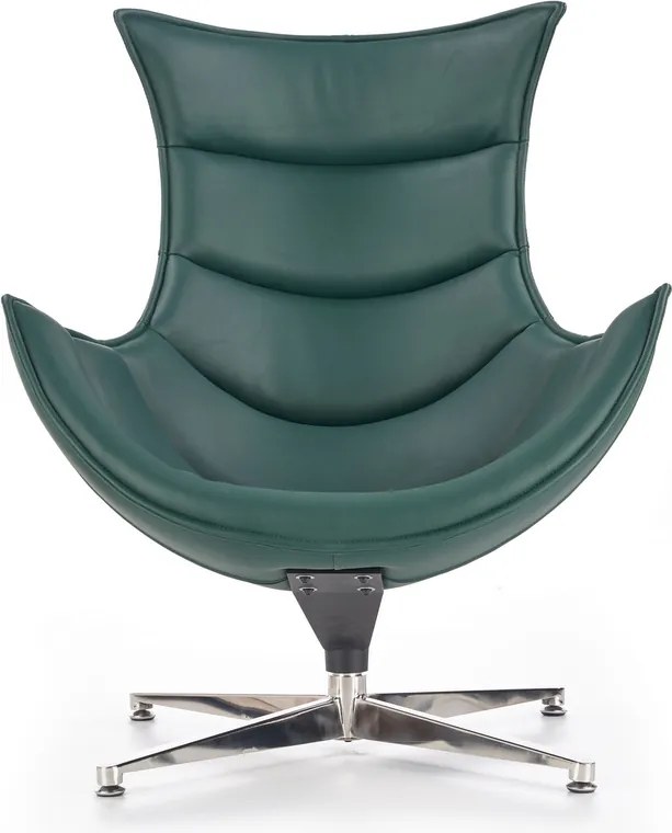 Zielony fotel wypoczynkowy ze skóry Luxor