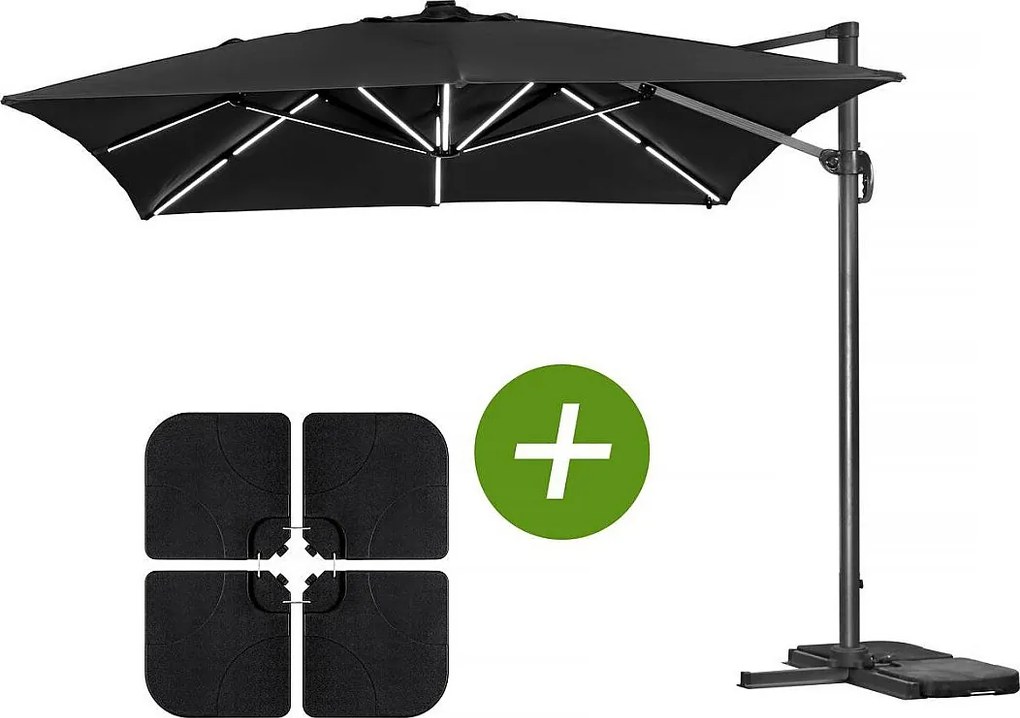 Sun 3 Luxe - Kwadrat - 3 x 3 m - Czarny - Płytki obciążające w zestawie