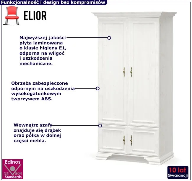 Biała Szafa W Stylu Klasycznym D4-T01