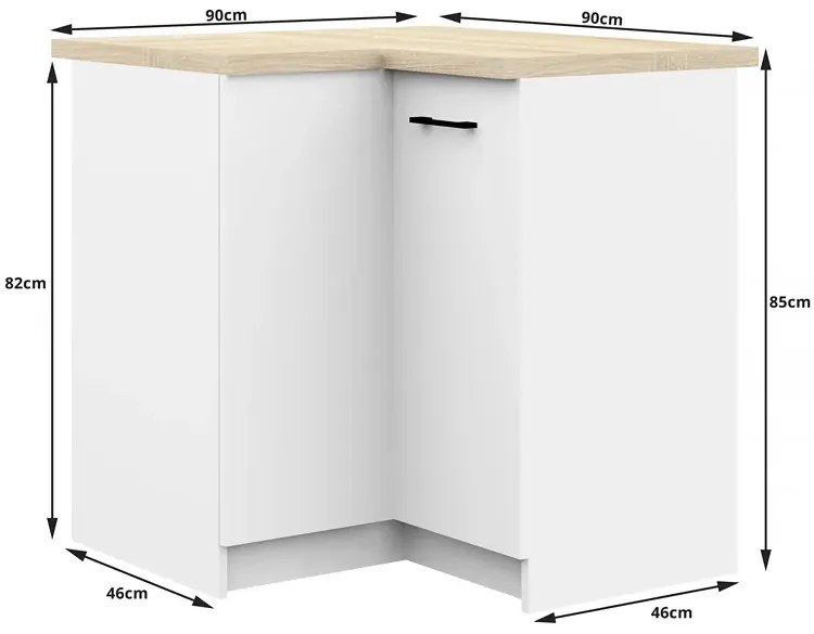 Biały zestaw mebli kuchennych narożnych 300 cm - Vivienne