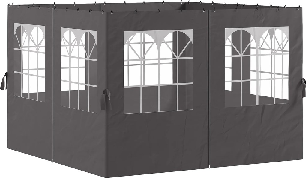 Outsunny Boczne ścianki do pawilonu, 4 panele boczne do pawilonu ogrodowego, z zamkiem błyskawicznym, pawilon 3 x 4 m, ciemnoszary