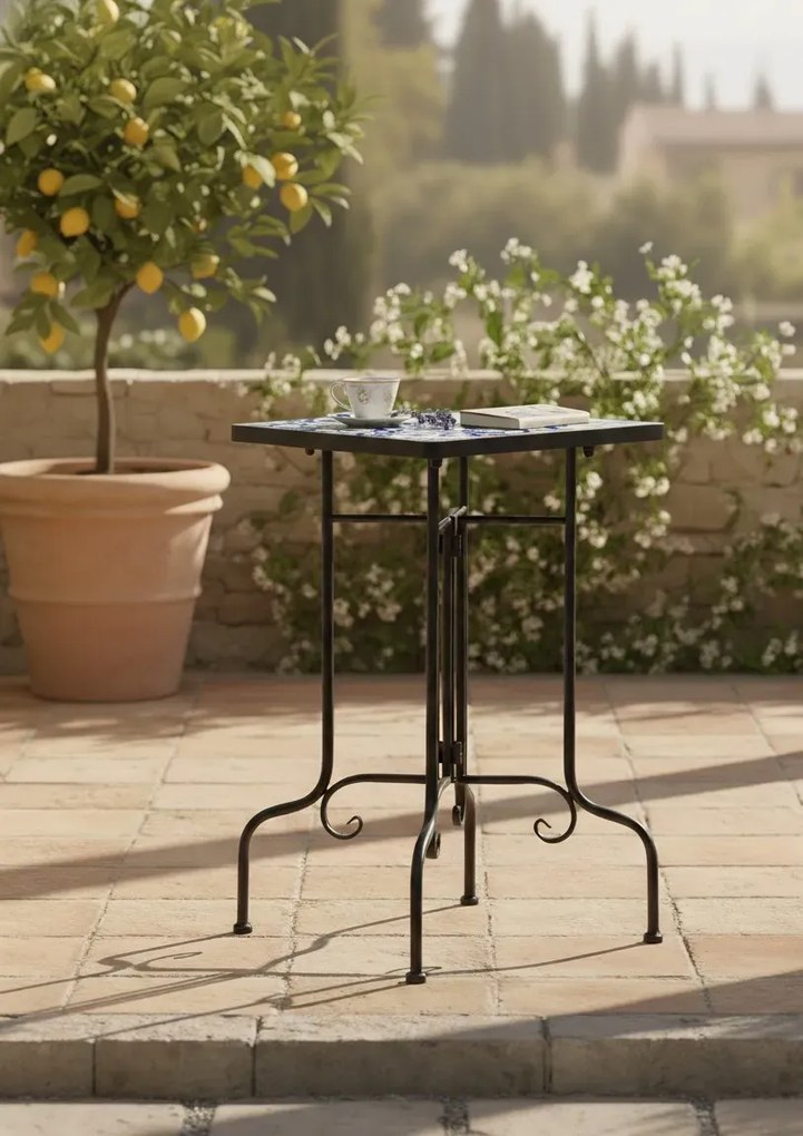 Niebiesko-biały stolik ceramiczny L4-N77