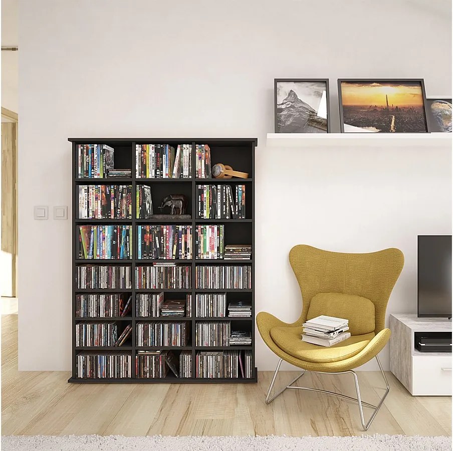 Półka CD czarny 105.4x19x136 jukebox