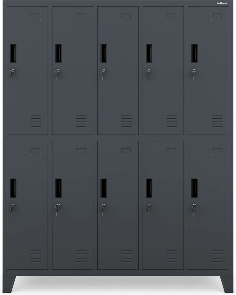 Metalowa szatnia 10-skrytkowa Bartek 136x45x172 cm, antracyt