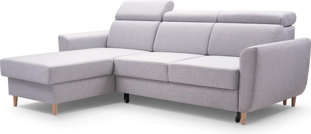 Masseno Narożnik SAPORE z funkcją spania i pojemnikiem na pościel Narozniki L, Rozkładana sofa - Szary, DENVER 16