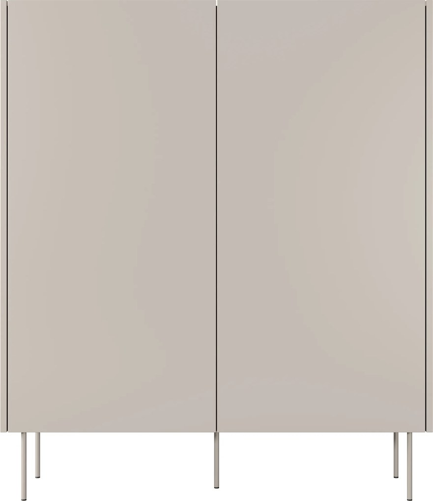 Komoda wysoka Desin 120 cm dwudrzwiowa z ukrytymi szufladami - kaszmir / dąb nagano