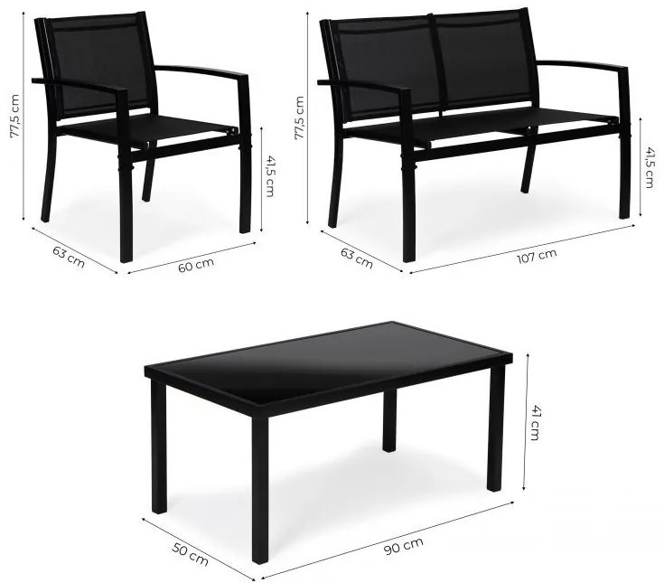 Zestaw mebli ogrodowych Aruba - 2 fotele, sofa, stolik, nowoczesne meble na taras i balkon