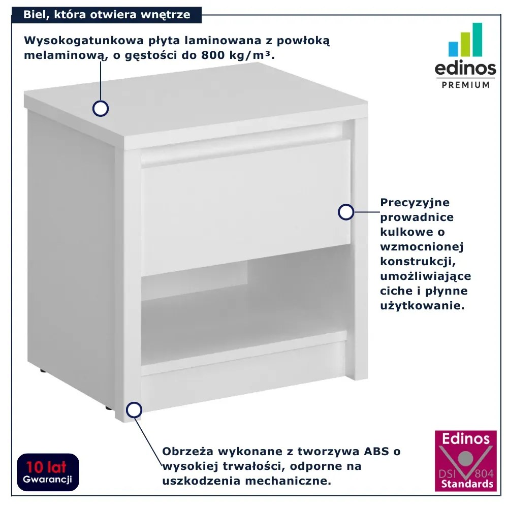 Biała szafka nocna z szufladą D0-P23