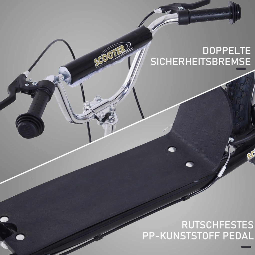 HOMCOM Hulajnoga dla dzieci 16/12 cali dzieci hulajnoga miejska roller regulowana czarna | Aosom PL
