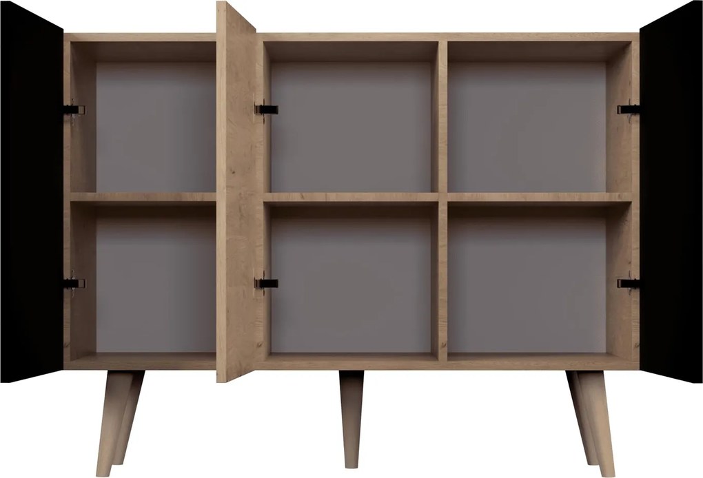 Komoda do salonu w stylu skandynawskim Toronto dąb artisan/czarny