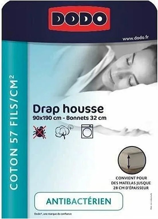 Prześcieradło z gumką 90x190 cm bawełna coutil 32 cm antracytowy szary 1-osobowe - tkanina antybakteryjna, produkcja francuska