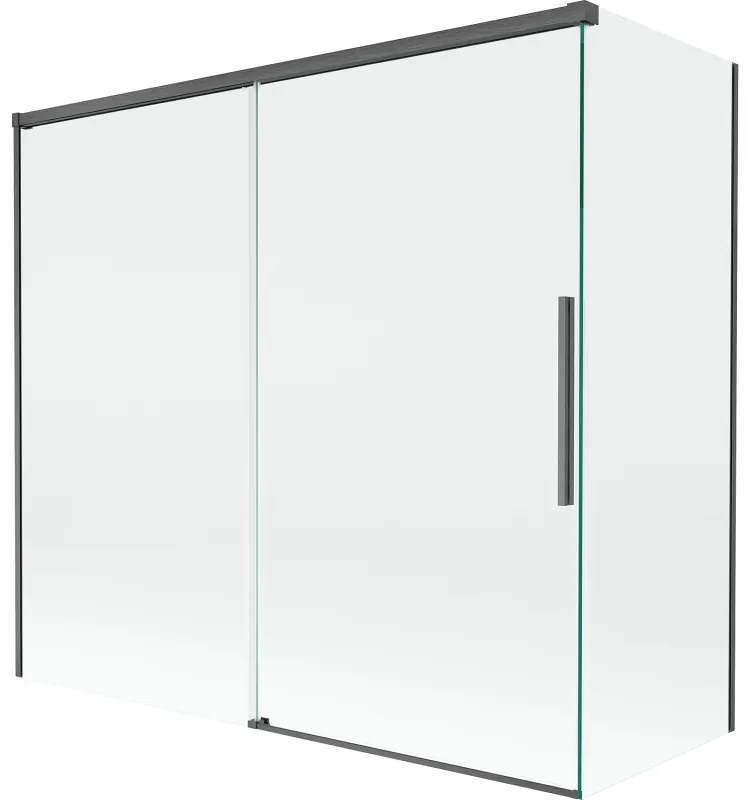 Mexen Rox parawan nawannowy 2-skrzydłowy rozsuwany 170 + 80 x 150 cm, transparent, gun gray szczotkowany - 8C9-170-080-66-00