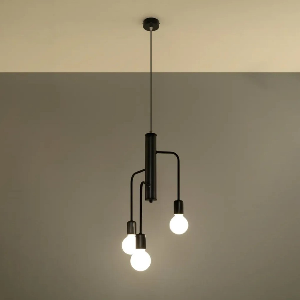 Żyrandol DUOMO 3M czarny SOLLUX  LIGHTING