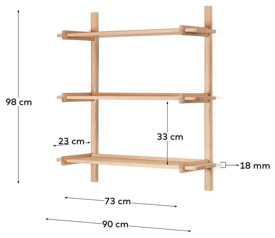 Modułowy system półek z litego drewna dębowego 90x98 cm Sitra – Kave Home