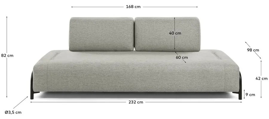 Beżowa sofa 3-osobowa Kave Home Compo