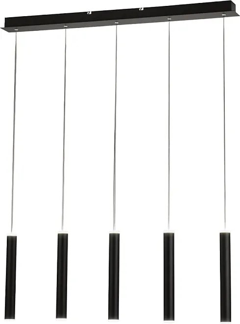 Lampa wisząca Fabas Luce Prado 5-punktowa - 33W ściemnialna LED - matowa czerń Liniowy design