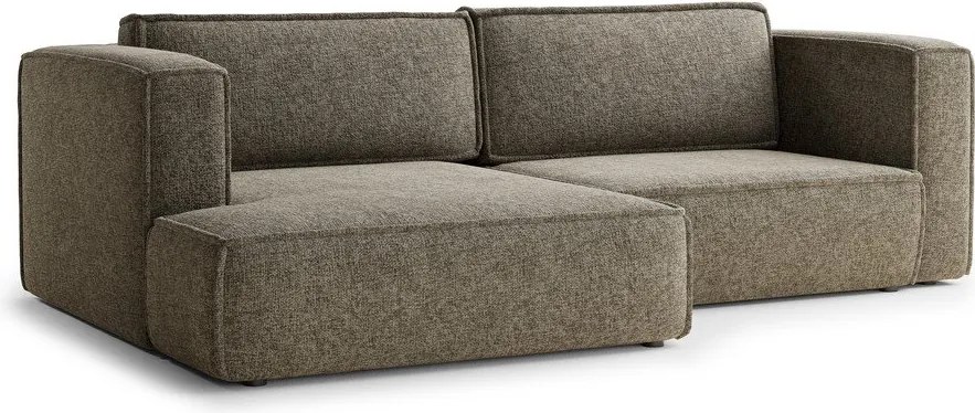 Brązowy rozkładany narożnik ze schowkiem z tkaniny szenilowej (lewostronny/z szezlongiem) Velto – Maison de Rêve