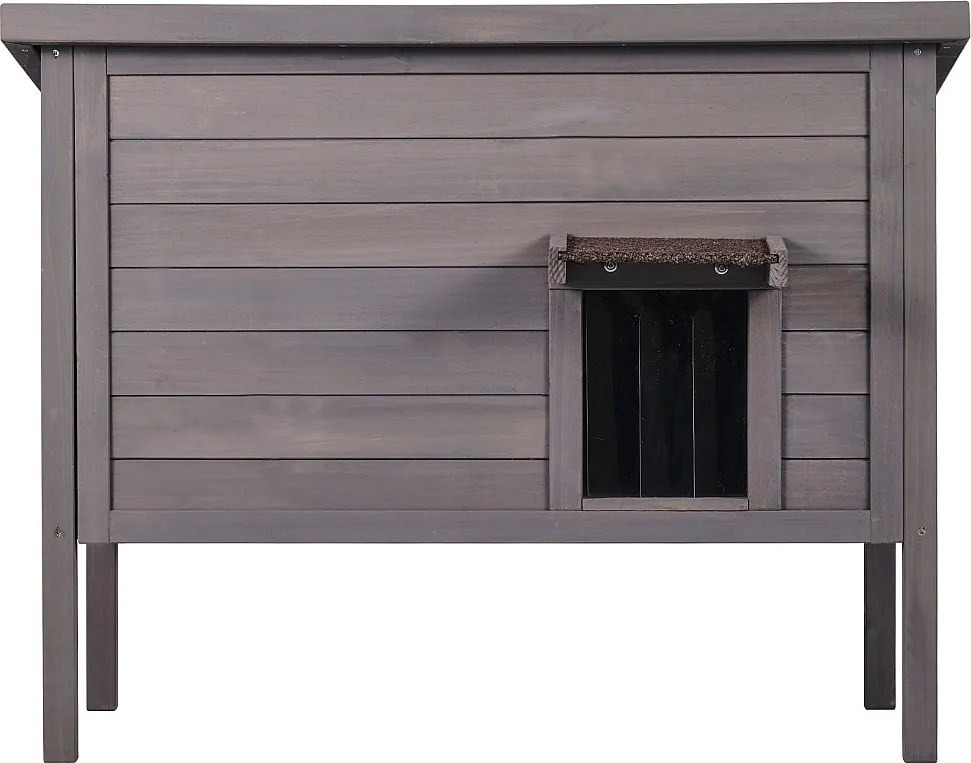 Domek dla Kota, SucceBuy Domek dla Kota na Zewnątrz - Drewniany Domek dla Dzikiego Kota z Dachem i Drzwiami z PVC