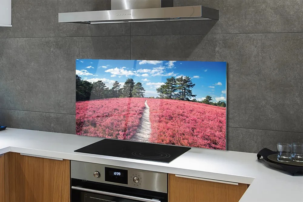 Szkło do Kuchni na Ścianę Wrzosowisko na Skraju Lasu