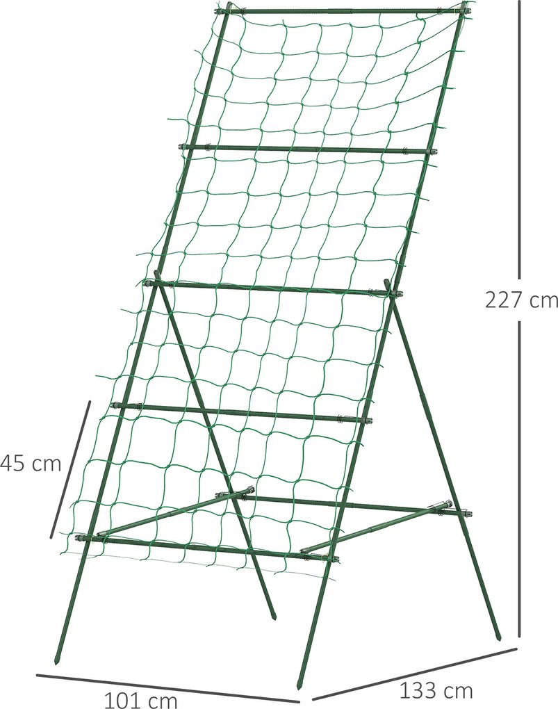 Outsunny Stalowa pergola do pnączy w kształcie A nie rdzewiejąca, do roślin pnących 101x133x227 cm, Zielona