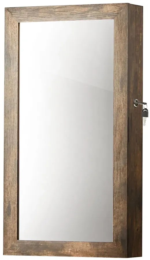 Industrialna szafka z lustrem na biżuterię zamykana na klucz M0-N16