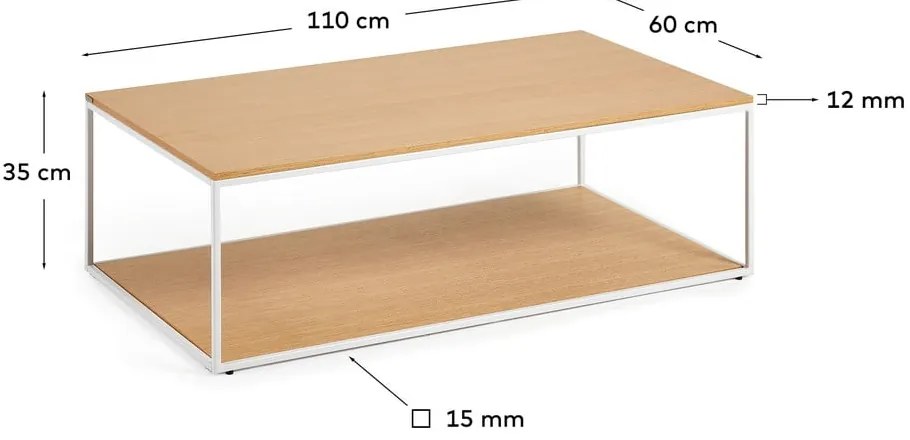 Stolik z blatem w dekorze dębu w jasnym naturalnym kolorze 60x110 cm Yoana – Kave Home