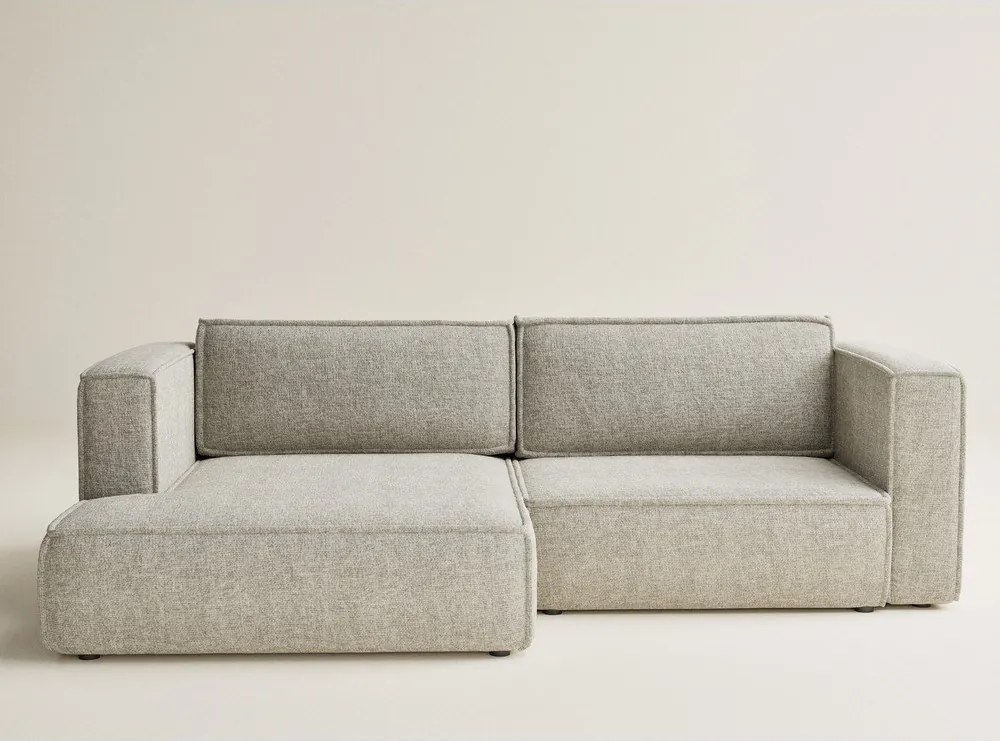 Beżowy rozkładany/ze schowkiem narożnik z tkaniny szenilowej (lewostronny/z szezlongiem) Velto – Maison de Rêve