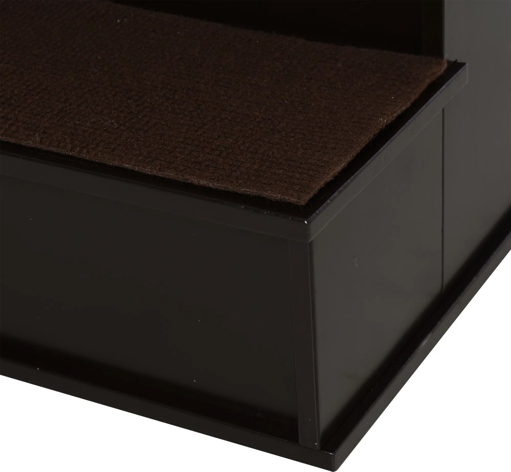 PawHut Schody dla Zwierząt Domowych, dla Psów/Kotów, 4-stopniowe, Krótkowłosy Plusz, do 30 kg, 40 x 59 x 54,2 cm, Ciemnobrązowy