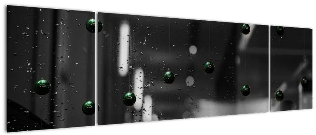 Abstrakcyjny obraz - zielone kulki (170x50 cm)