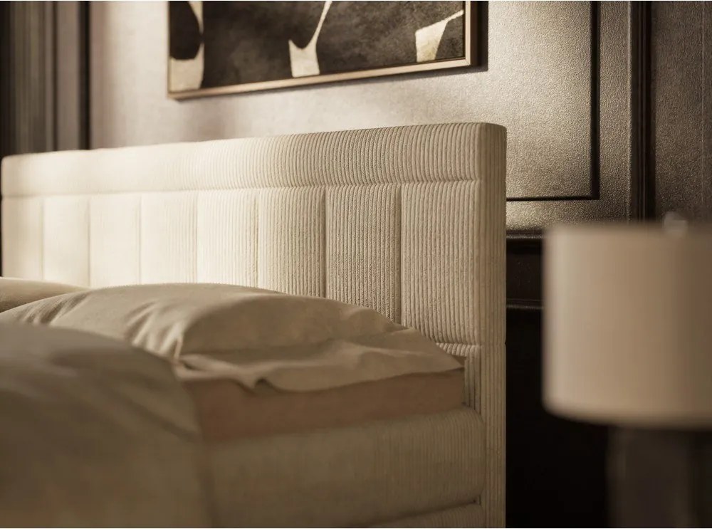 Beżowe łóżko kontynentalne ze schowkiem 180x200 cm Caya – Maison de Rêve