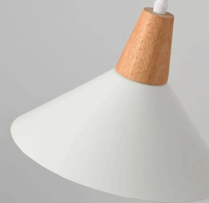 Lampa sufitowa metalowa z kloszem z litego drewna wisząca AT33-3SZ-White