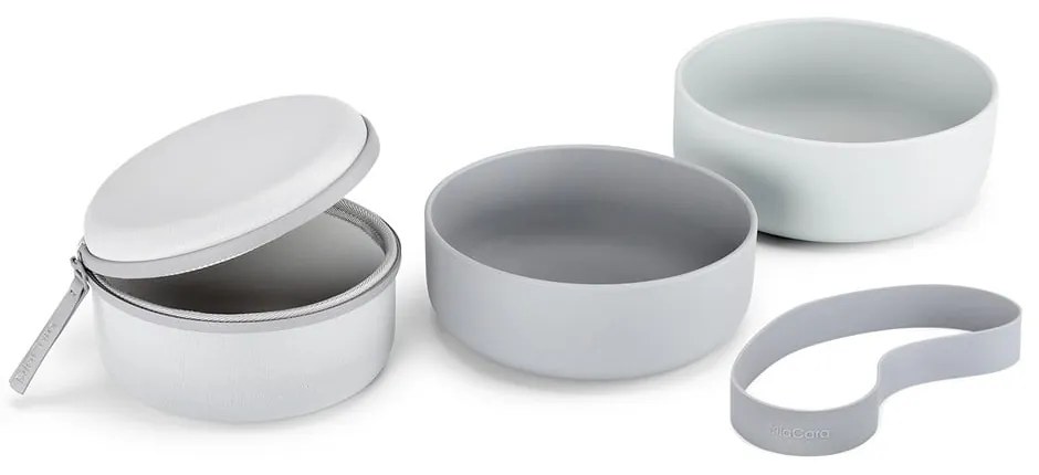 Silikonowy zestaw misek podróżnych dla psów ø 19 cm Bento Concrete/Slate – MiaCara